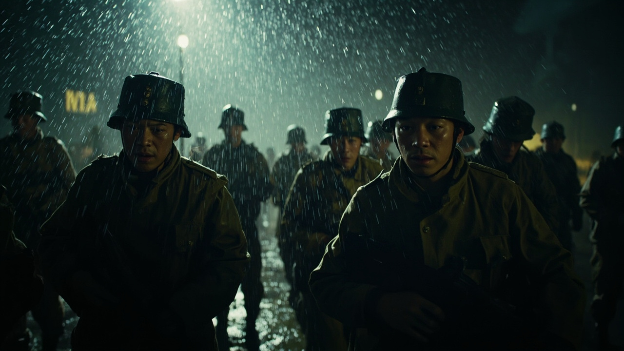 十七团的士兵同样被冰凉的雨鞭打得睁不开眼睛,他们跌跌撞撞,自身难顾。