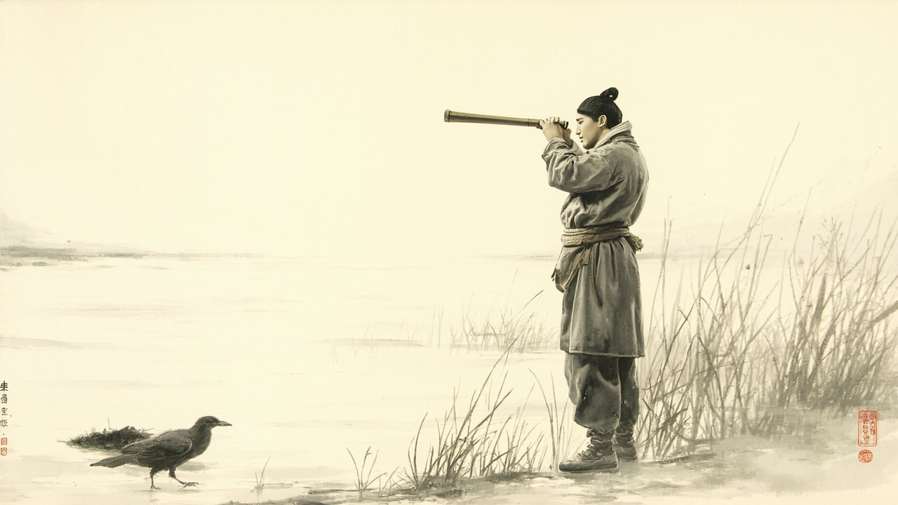 鲁立人继续张望着说:“没有,连个人影也没有,只有一只乌鸦在啄马粪。”