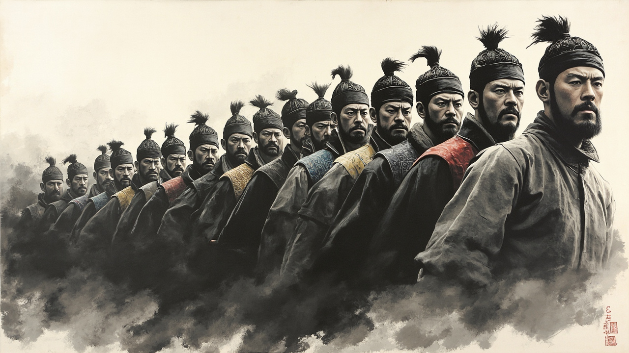 大人物的十八个保镖,站在台了上,一个个面孔如铁,杀气逼入,好像传说中的十八罗汉。