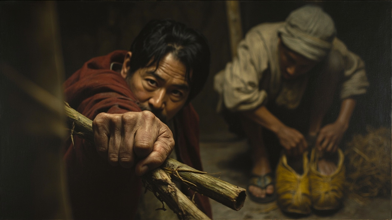 裘黄伞拨开胡天贵的柳木棍子,伸出四个指头,坚定不移地举在胡天贵面前。