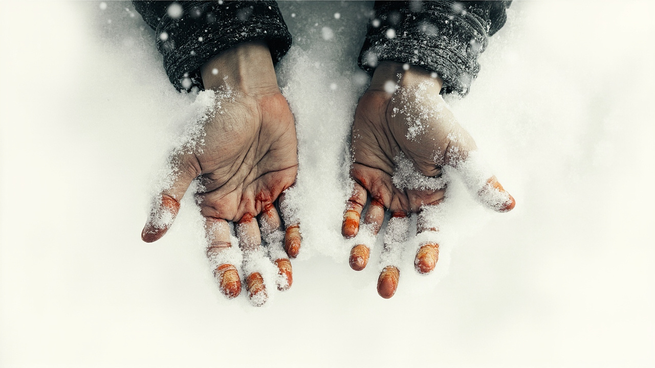 为了惩罚自己,我把双手深探地插到雪里,我的手指触到了光滑的盆底,直到双手和半截胳膊麻木了,失去知觉了,我才把它们抽出来。“