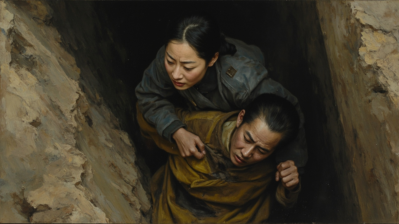 女连长拖起他，皱着美丽的眉头，抽搐着鼻子，轻蔑地说：“软骨头，你拉在裤裆里了！”