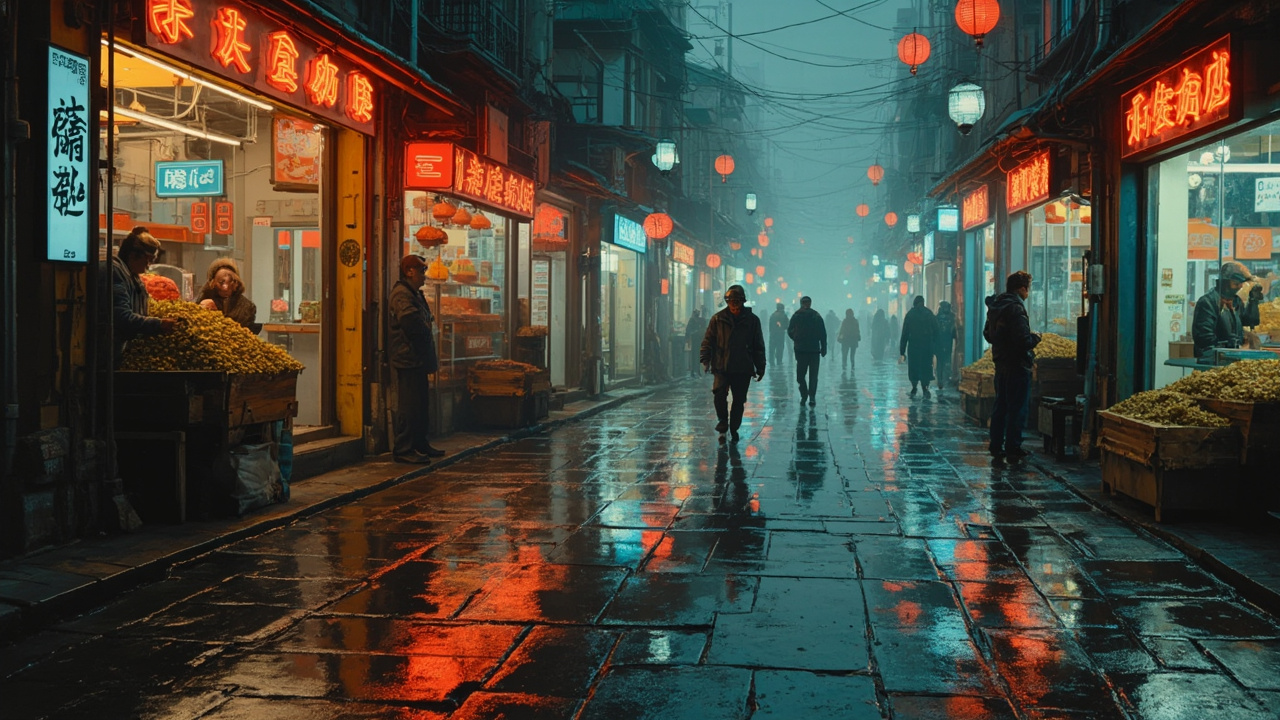 他被食物的味道吸引着,不知不觉地到了风味小吃夜市街,这里原先是关流星拳师设拳厂招徒练武的地方,现在变成了食品街,两边的商店还没打烊,五颜六色的霓虹灯在商店的门脸上闪烁着,变化着。