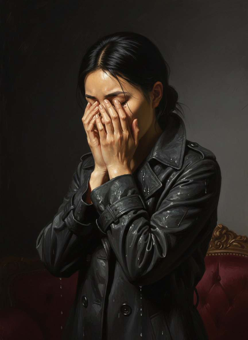 但手指是剁不掉,掉了手也无济于事,被你摸过了的、吻过了的姑娘正站在你的房间里掩着脸哭泣,她是真哭,不是假哭,泪水从她的指缝里渗出来,“啪哒啪哒”地滴落在她被雨水淋湿了的风衣上。
