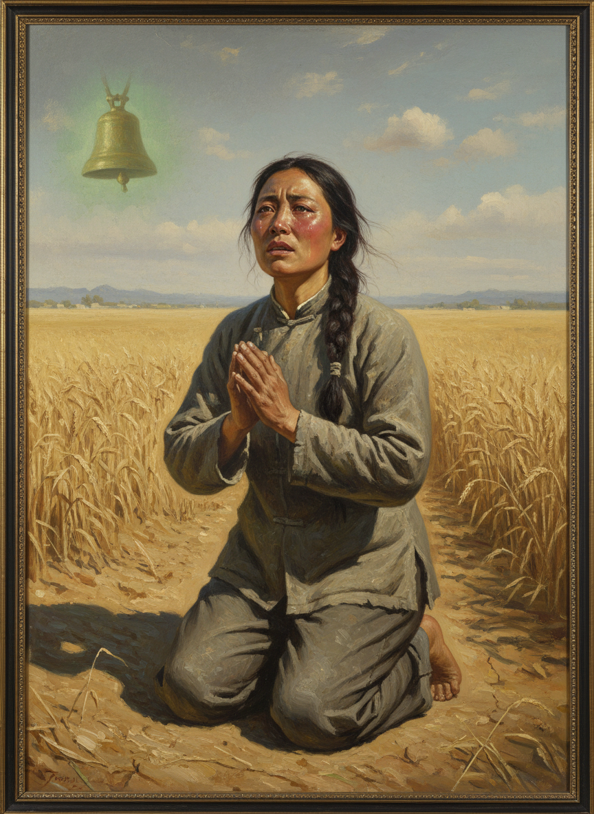 她被自己的虔诚感动得热泪盈眶,耳边仿佛就听到了麒麟颈下的金铃叮当着,降落到自己的眼前。