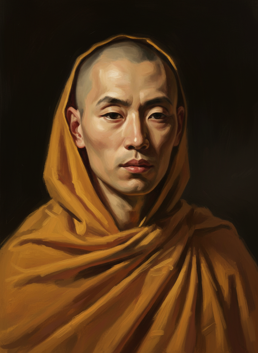 和尚面白神清，修眉俊目，浑身上下，散发着好闻的檀香味儿。