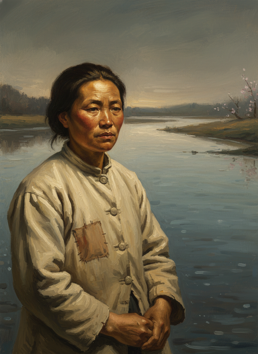 八姐上堤下堤,站在浩荡春水边缘上,水味清凉,她的脑海里展开一片青琉璃。