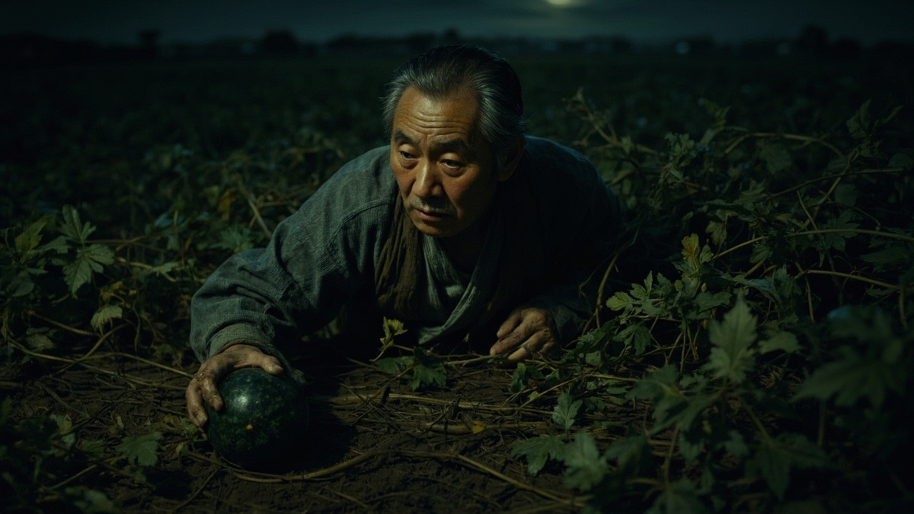 此时,从蛟龙河中逃脱了的司马库又潜回高密东北乡,正在王老三的西瓜地里摸西瓜。