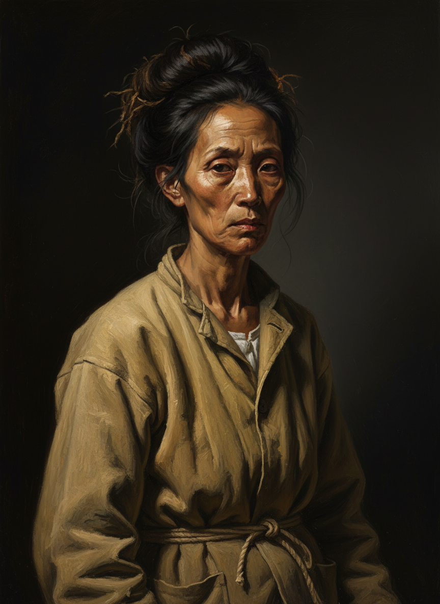 她摘下草帽挂在玉米秸秆上,让我看到了一张枯瘦的、土黄色的脸,也是不吃不饱的人,看到她头上盘着的像一摊干牛粪一样的头发我猜想这也许是个女人,我心中的怯懦顿时消减了一半。