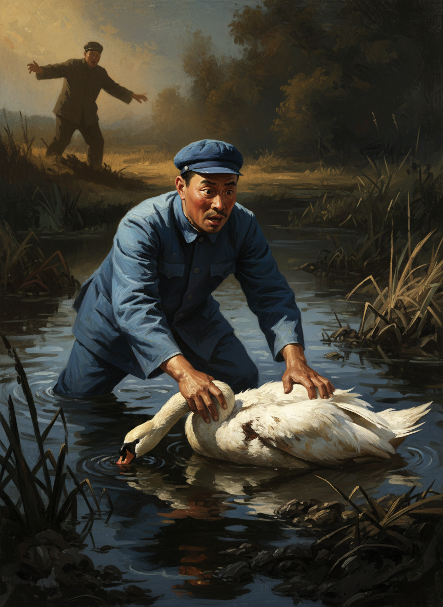 捡那只没死利索的天鹅时,秘书差点陷入淤泥没顶的深潭,吓得马副市长顿脚大叫:“小何,小心!”
