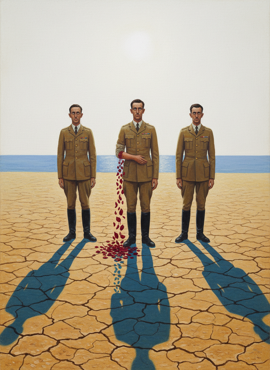 当他们觉得距离足够远的时候，就飞快地逃之夭夭，而烈日之下的我们还像被钉在沙地上，雷蒙托着他滴血的胳膊。