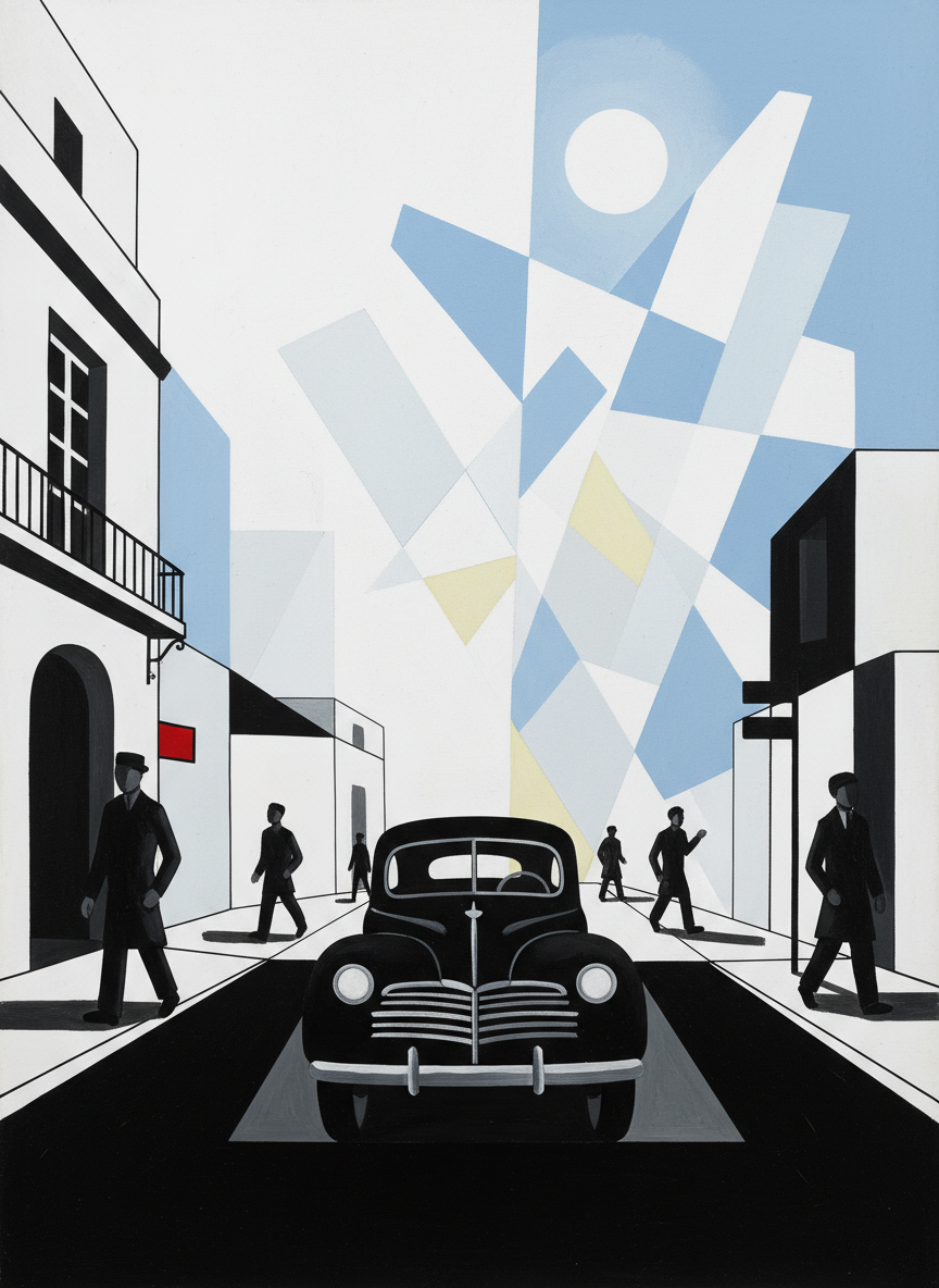 J'étais un peu perdu entre le ciel bleu et blanc et la monotonie de ces couleurs, noir gluant du goudron ouvert, noir terne des habits, noir laque de la voiture.