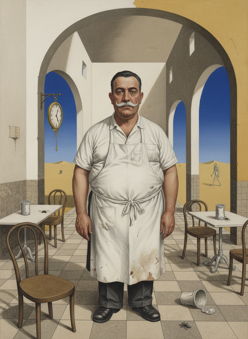 Il était toujours là, avec son gros ventre, son tablier et ses moustaches blanches.