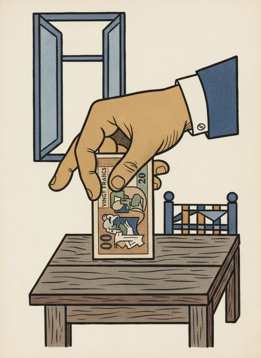 Il payait lui-même le loyer de sa chambre et il lui donnait vingt francs par jour pour la nourriture.