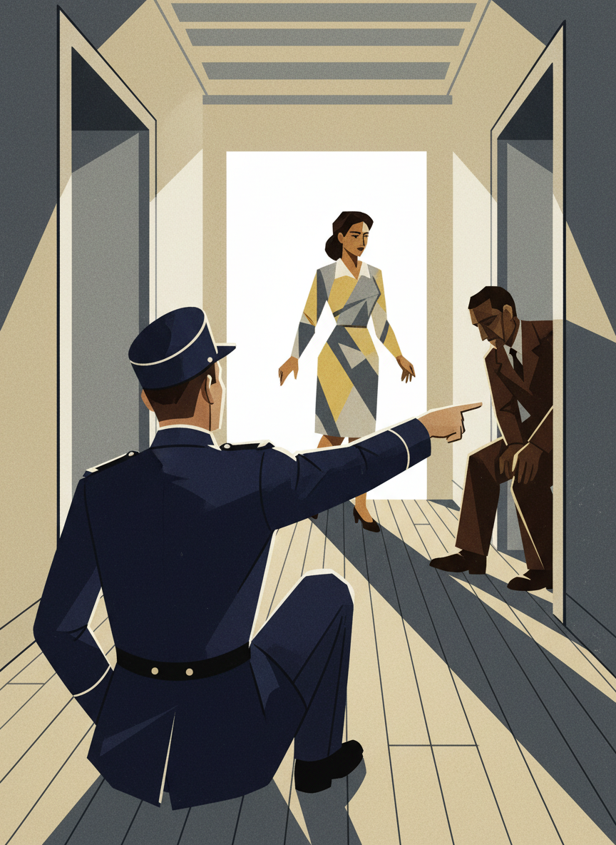 ” L'agent lui a dit de fermer ça, que la fille devait partir et lui rester dans sa chambre en attendant d'être convoqué au commissariat.