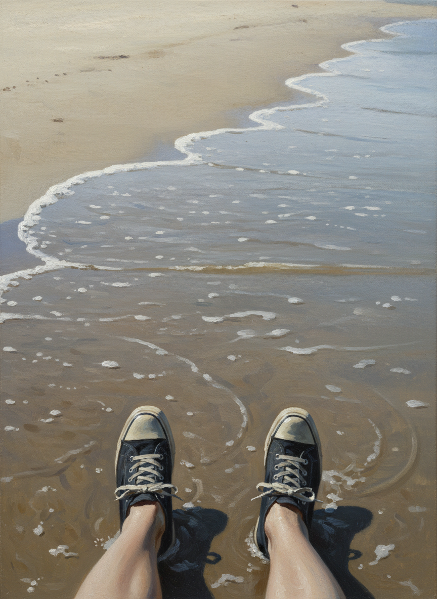 Quelquefois, une petite vague plus longue que l'autre venait mouiller nos souliers de toile.