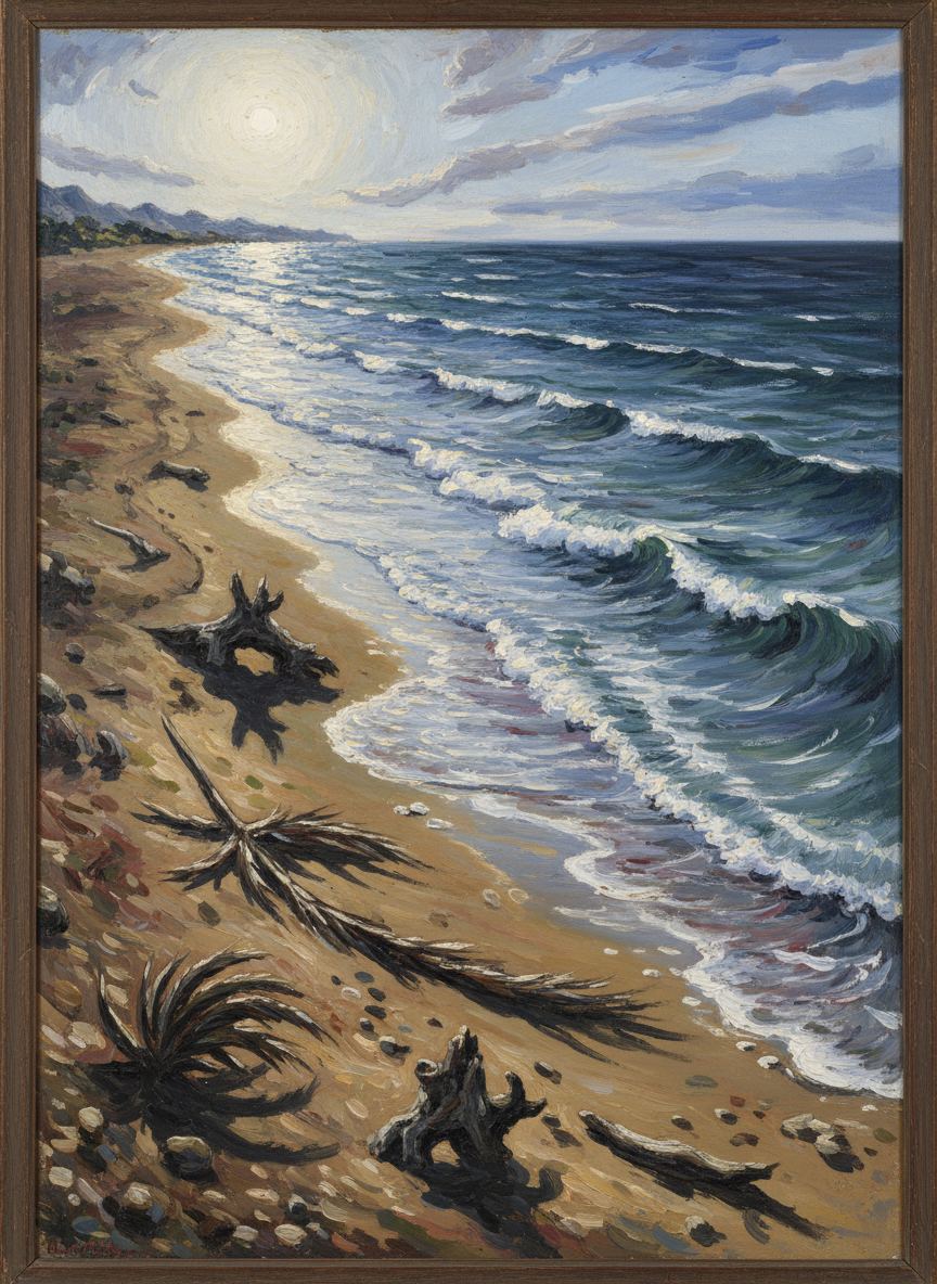 Le bruit des vagues était encore plus paresseux, plus étalé qu'à midi.