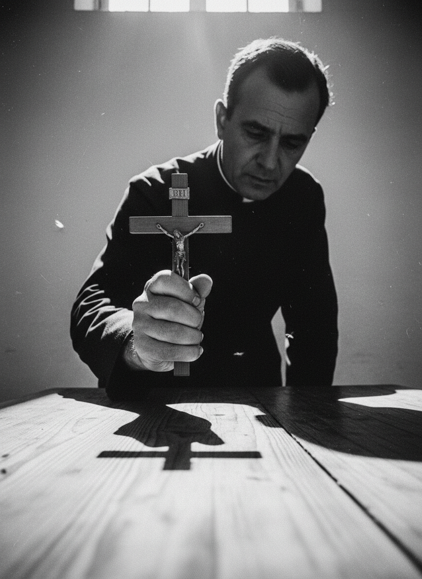 Il agitait son crucifix presque au-dessus de moi.