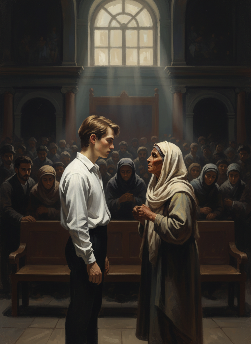 Le seul îlot de silence était à côté de moi dans ce petit jeune homme et cette vieille qui se regardaient.