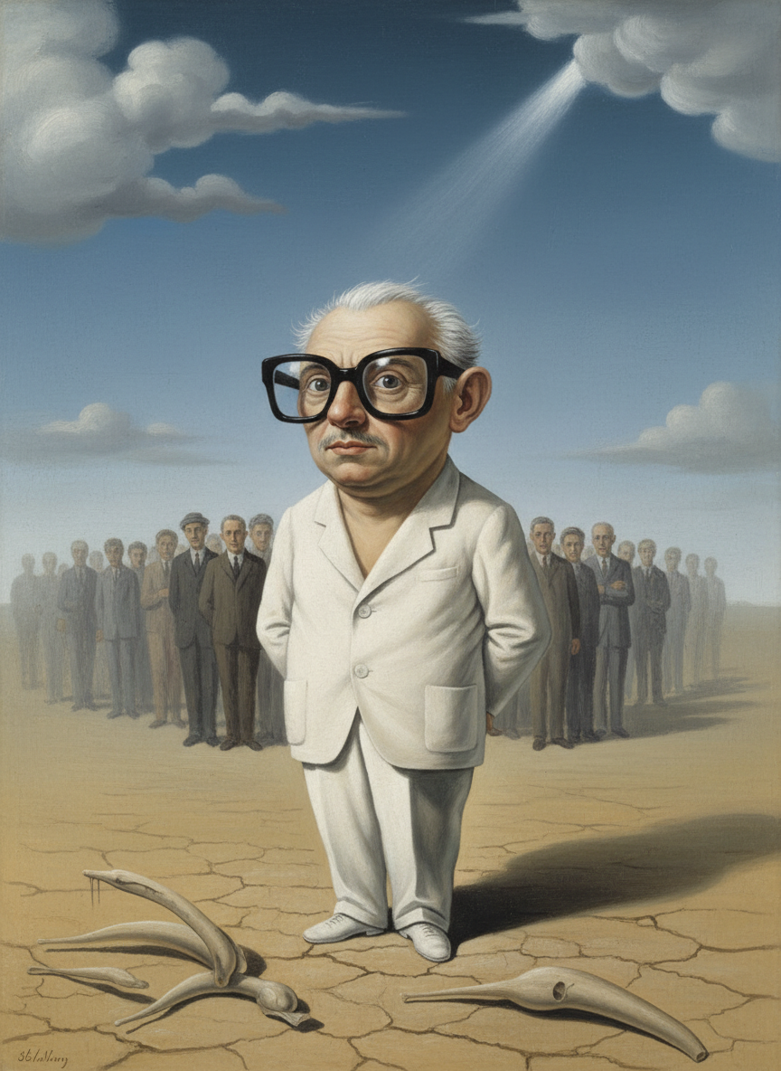 ” Il m'a montré ensuite, dans le groupe qu'il venait de quitter, un petit bonhomme qui ressemblait à une belette engraissée, avec d'énormes lunettes cerclées de noir.