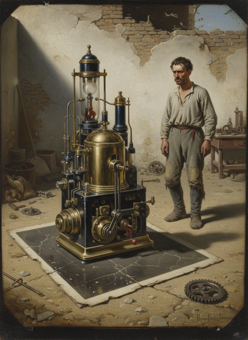 Cette machine sur le cliché m'avait frappé par son aspect d'ouvrage de précision, fini et étincelant.