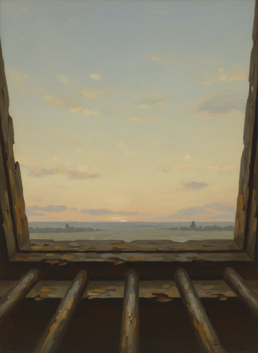 J'étais étendu et je devinais l'approche du soir d'été à une certaine blondeur du ciel.