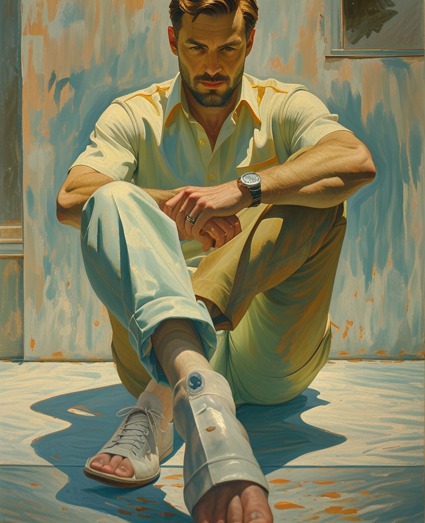 Nowadays, at fifty-two, he was crazy about sun-bathing, wore sport shirts and slacks, and when crossing his legs would carefully, deliberately, brazenly display a tremendous stretch of bare shin.