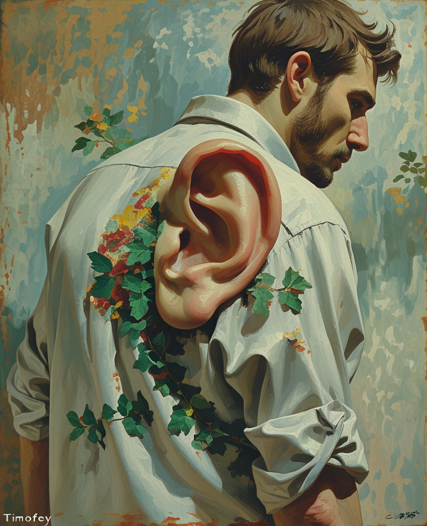 Like the flat sole of some monopode, the ear ambulated all over Timofey’s back and chest, gluing itself to this or that patch of skin and stomping on to the next.