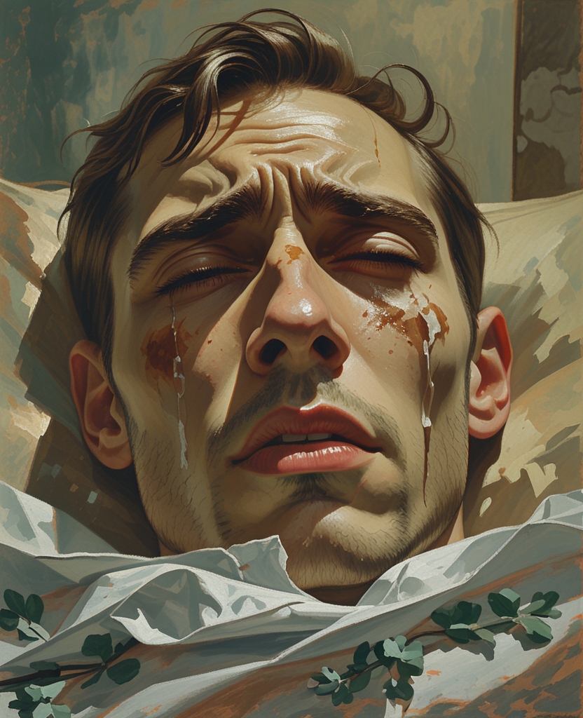 He could not close his eyes because his eyelids stung so.