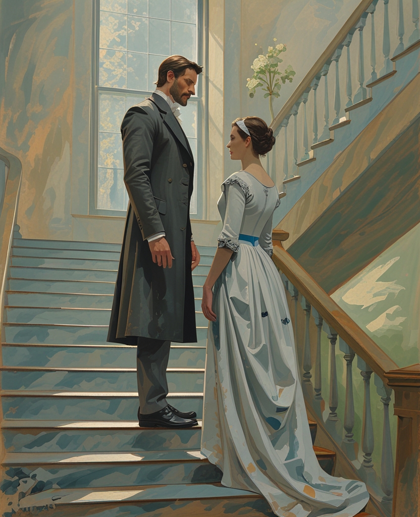 Thenceforth they would often devise, as they met and stopped on thresholds, on landings, on two different levels of staircase steps (exchanging altitudes and turning to each other anew), or as they walked in opposite directions up and down a room which at the moment existed for them only as an espace meublé, to use a Pninian term.