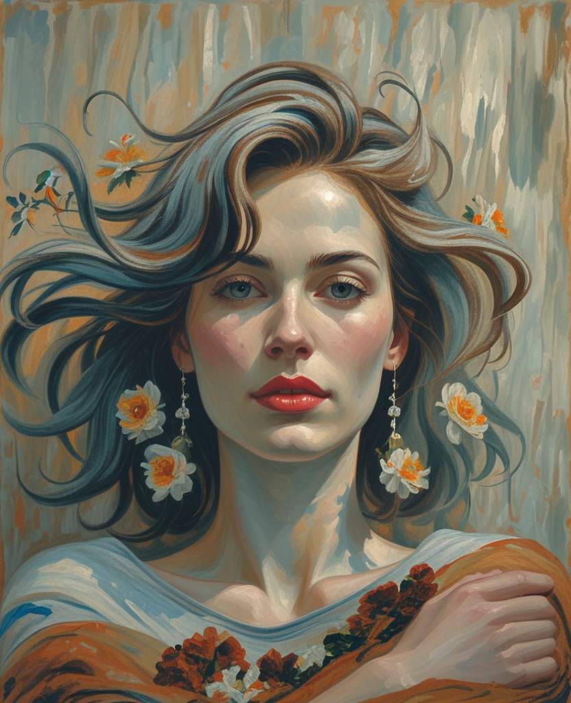 She had a sweep of dark brown hair above a lustrous forehead, and a snow-and-rose complexion, and she used a very light red lipstick, and save for a certain thickness of ankle and wrist, there was hardly a flaw to her full-blown, animated, elemental, not particularly well-groomed beauty.
