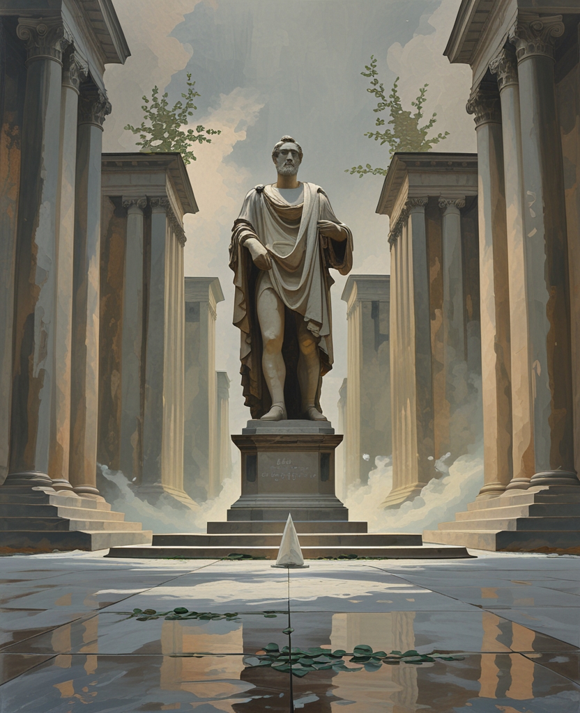 And at last, when the great statue arose from the morning haze where, ready to be ignited by the sun, pale, spellbound buildings stood like those mysterious rectangles of unequal height that you see in bar graph representations of compared percentages (natural resources, the frequency of mirages in different deserts), Dr.