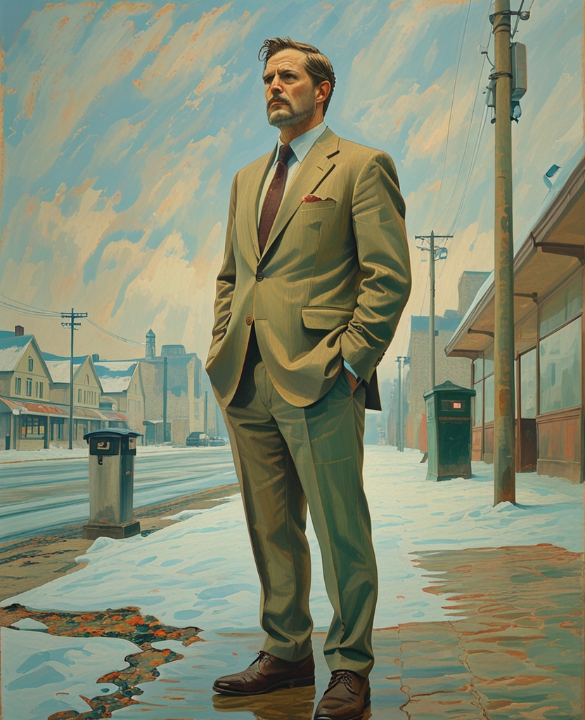 Pnin put on his new brown suit (paid for by the Cremona lecture) and, after a hurried lunch at The Egg and We, walked through the snow-patched park to the Waindell bus station, arriving there almost an hour too early.