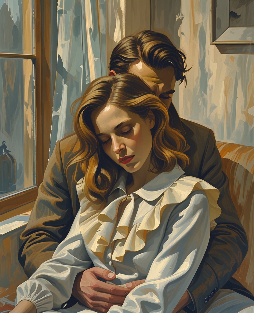 She always felt hot and buoyant, no matter the cold, and now her sealskin coat was wide open on her frilled blouse as she hugged Pnin’s head and he felt the grapefruit fragrance of her neck, and kept muttering: “Nu, nu, vot i horosho, nu vot”—mere verbal heart props—and she cried out: “Oh, he has splendid new teeth!”