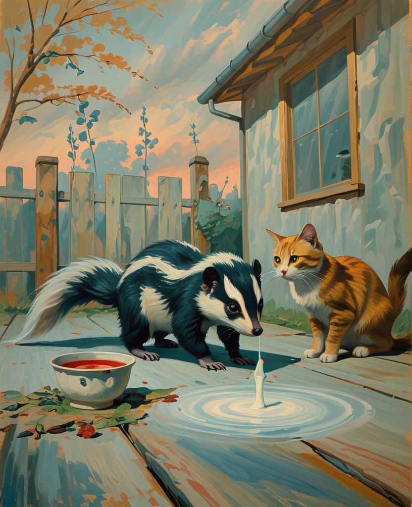 More fabulous than pictures in a bestiary were to her the tremendous porcupines that came to gnaw at the delicious, gamy old wood of the house, or the elegant, eerie little skunks that sampled the cat’s milk in the backyard.