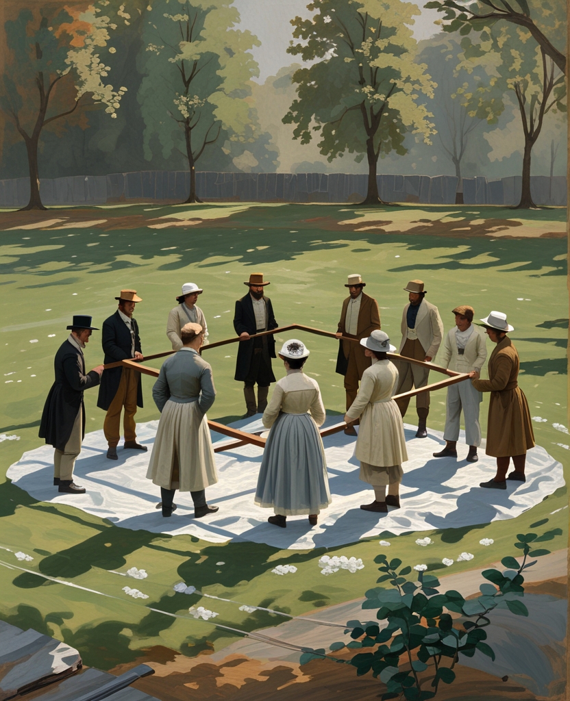 These people favored the time-honored but technically illegal setting of hoops, where two of the ten are crossed at the center of the ground to form the so-called Cage or Mousetrap.