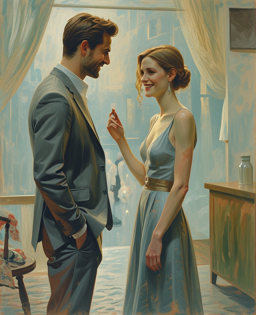 They exchanged a few words, she smiled at him in the remembered fashion, from under her dark brows, with that bashful slyness of hers; and the contour of her prominent cheekbones, and the elongated eyes, and the slenderness of arm and ankle were unchanged, were immortal, and then she joined her husband who was getting his overcoat at the cloakroom, and that was all—but the pang of tenderness remained, akin to the vibrating outline of verses you know you know but cannot recall.