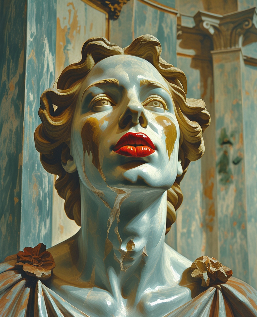 Again the marble neck of a homely Venus in the vestibule of Humanities Hall received the vermilion imprint, in applied lipstick, of a mimicked kiss.