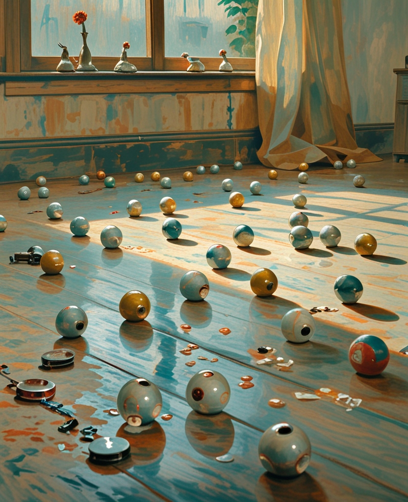 The floors were chafed by tin toys.