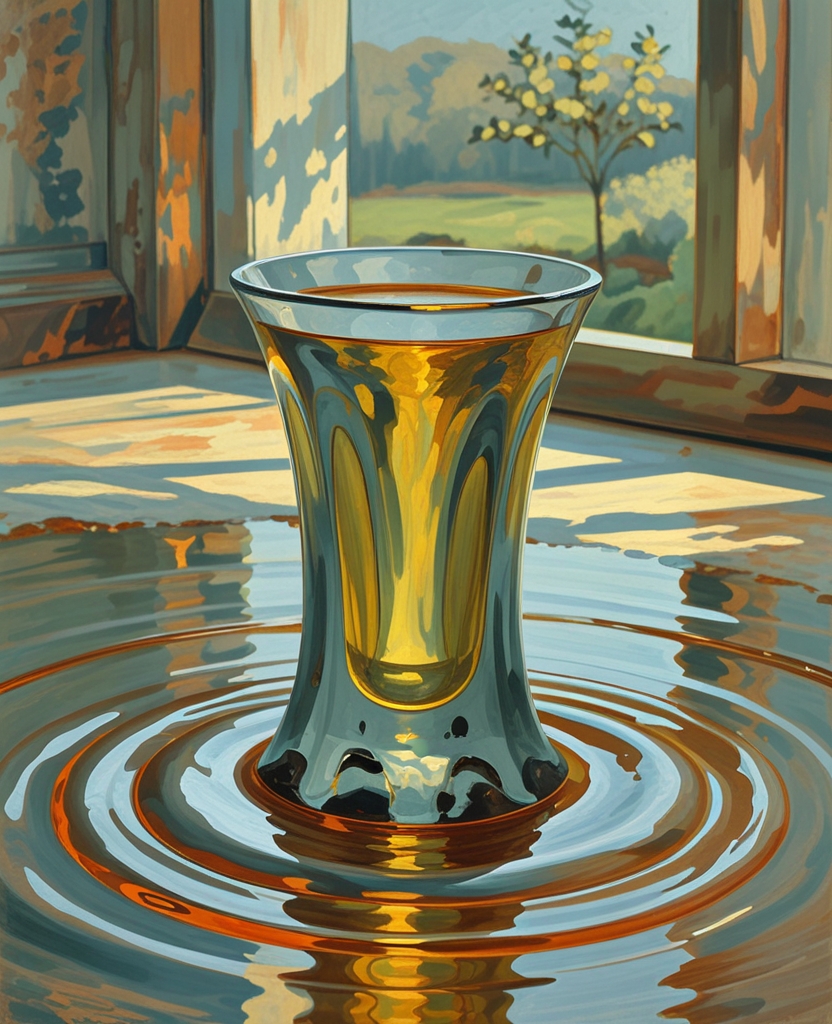 Its resonant flint glass emitted a sound full of muffled mellowness as it settled down to soak.