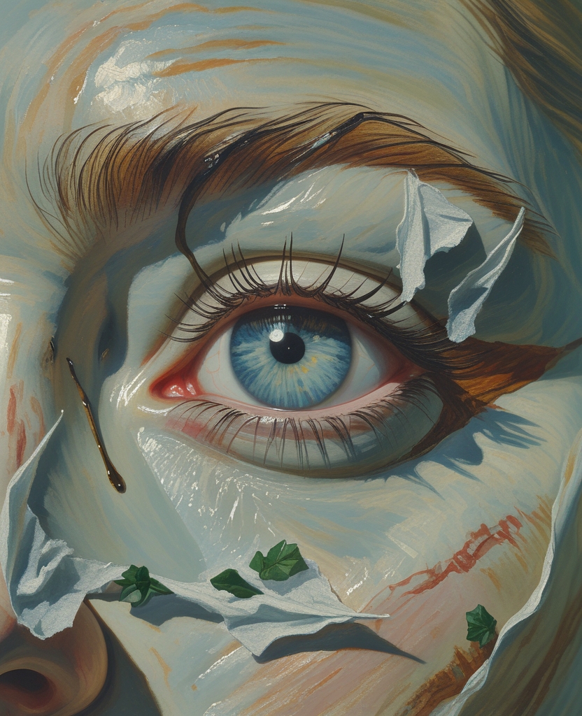 Home remedies, such as the application of wads of cotton wool soaked in cool tea and the tri-knosu (rub-noseward) device, only made matters worse; and when I awoke next morning, the object lurking under my upper eyelid felt like a solid polygon that became more deeply embedded at every watery wink.