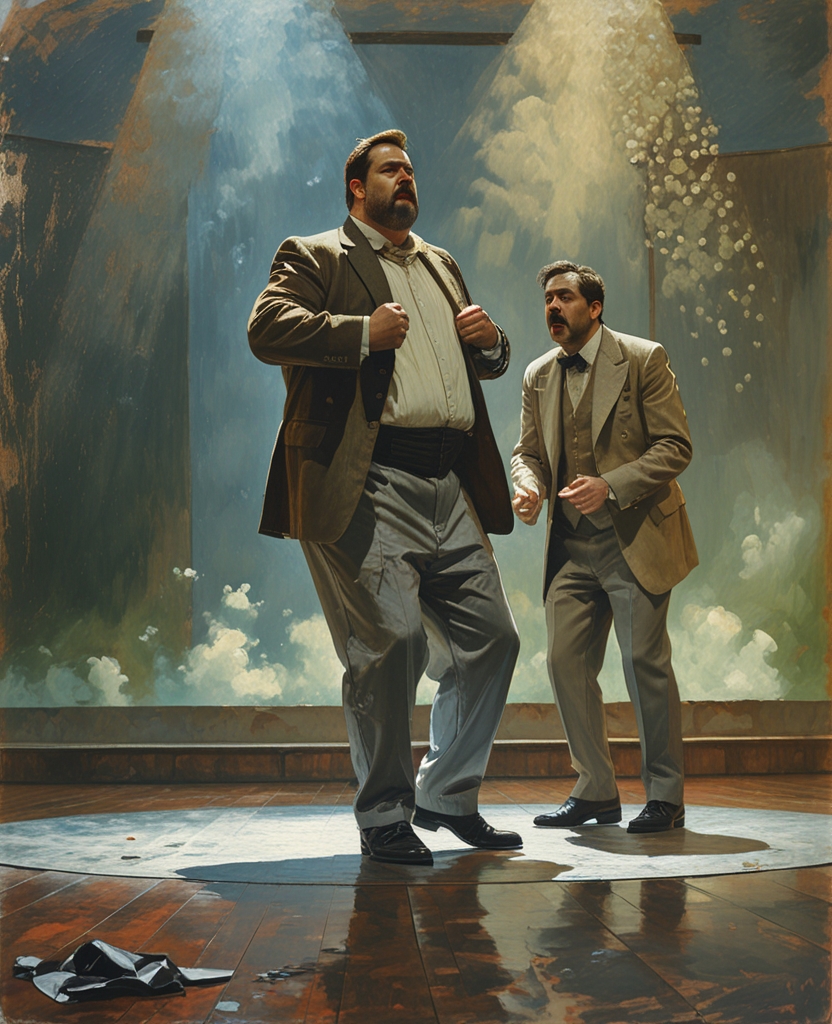Fritz was played by stocky, forty-year-old Ancharov, who wore a warm-taupe make-up, thumped his chest with the sound of rug beating, and by his impromptu contributions to the role he had not deigned to learn almost paralyzed Fritz’s pal, Theodor Kaiser (Grigoriy Belochkin).