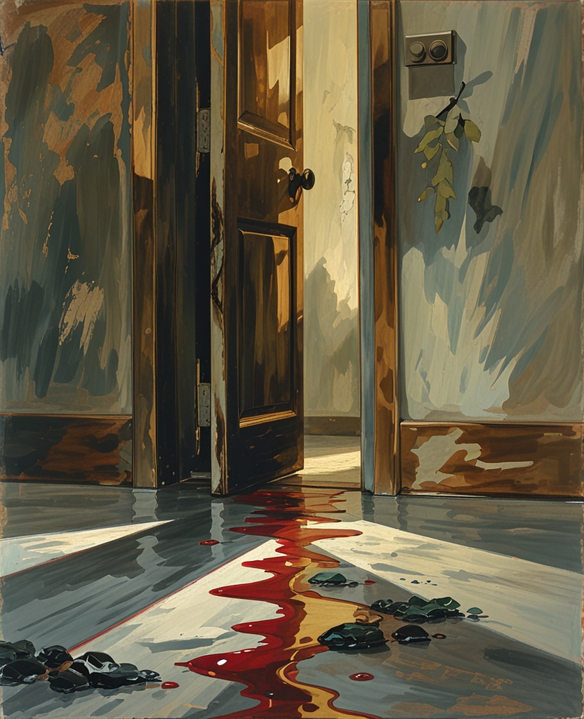 As she tumbled into unconsciousness she knocked over an open bottle of the deep-red ink which she used to write down her verses, and that bright trickle coming from under her door was noticed by Chris and Lew just in time to have her saved.