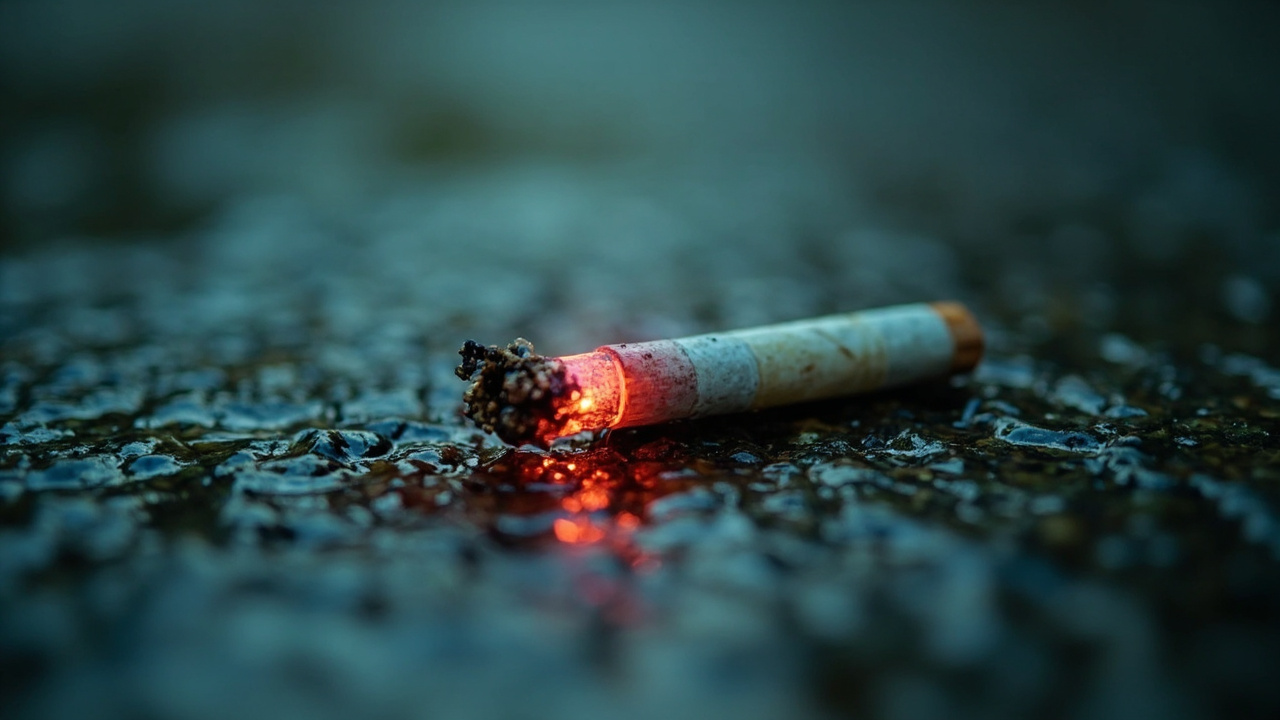 我把烟扔在地上，看着烟头上的红光闪了一下，就被沾湿的尾巴压灭了。