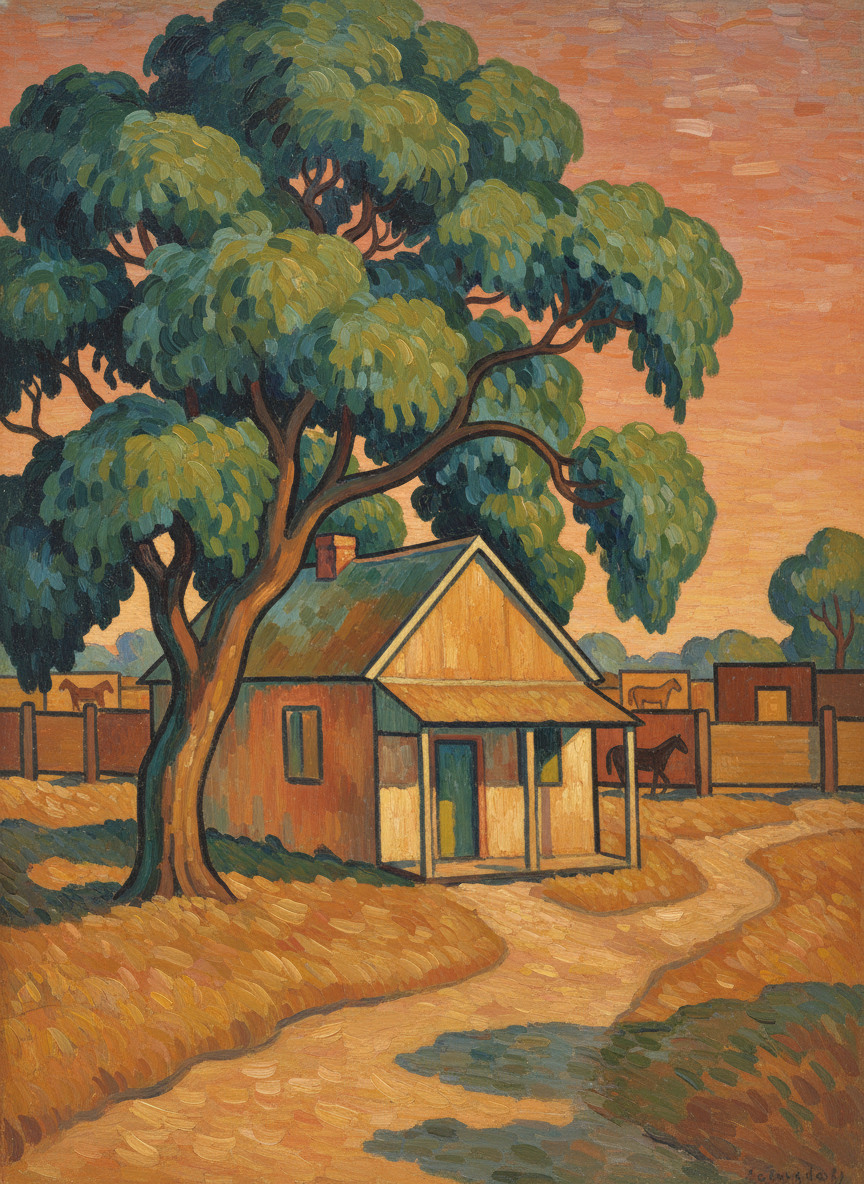 The new houses sitting farther back from the creek were inhabited by married men; old Tom had a neat new three-room cottage under a pepper tree behind the horse yards, and cackled with proprietary glee every time he entered it.