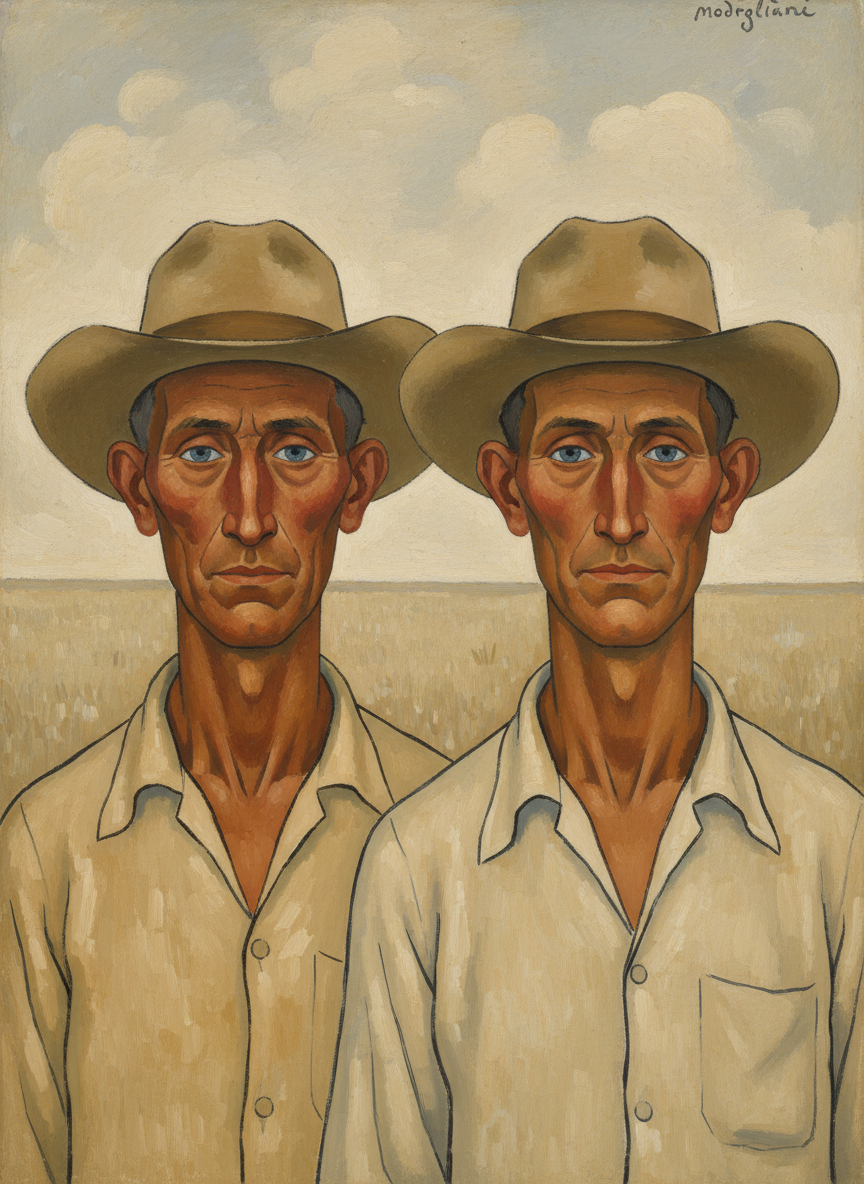 Each had Paddy’s Roman nose and kind homely face, but better bodies than Paddy’s, which had been stooped and arm-elongated from so many years shearing.