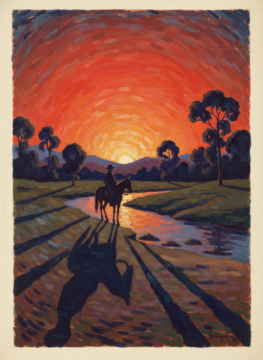 But she finally met Luke O’Neill late one afternoon as the summer sun was flaring redly over the trees and the long shadows crept toward the gentle oblivion of night.
