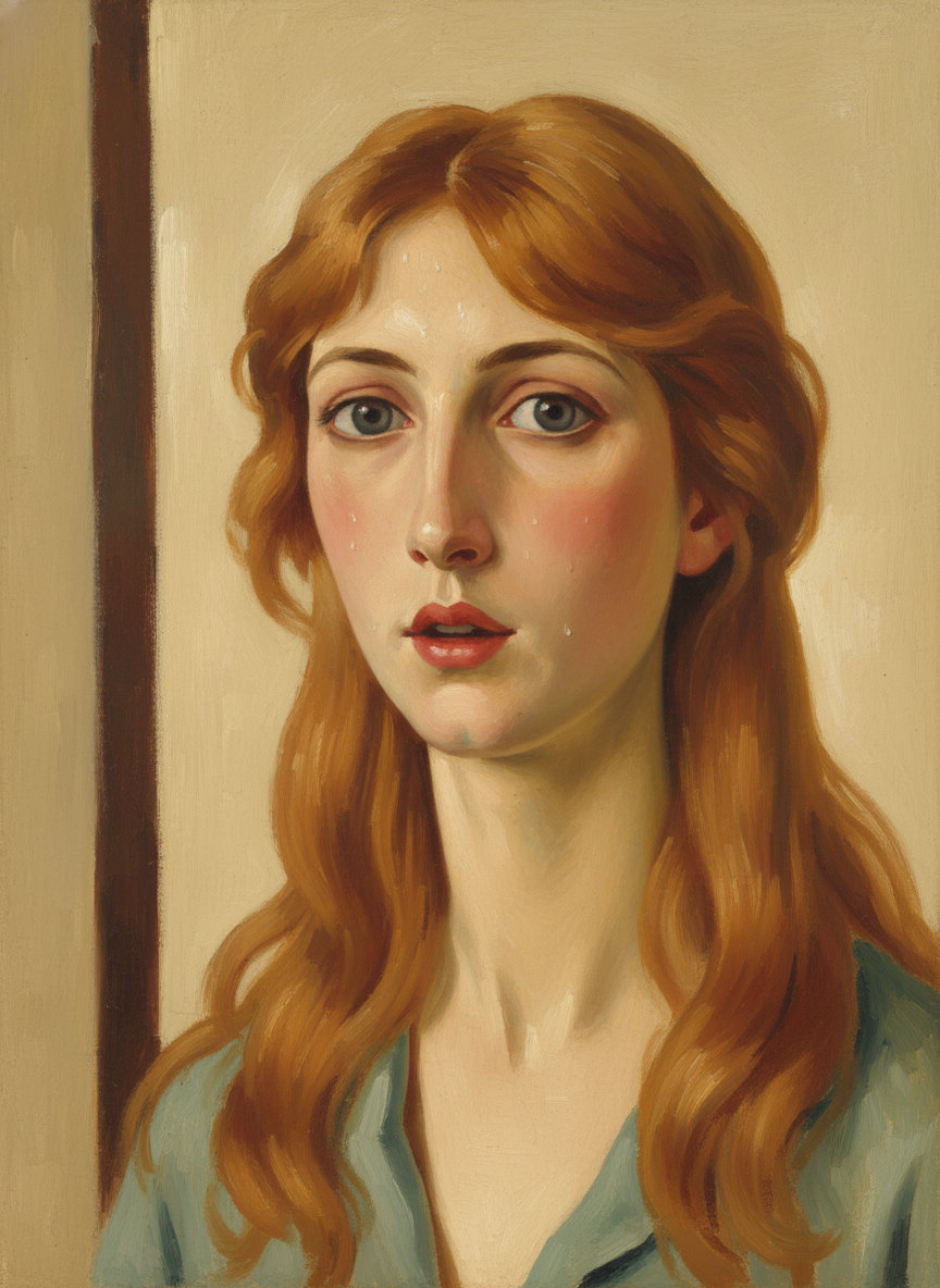 Still she was watching him, pink mouth fallen slightly open, a silky dew of sweat on her upper lip and forehead because it was so hot, her reddish-gold brows arched in seeking wonderment.