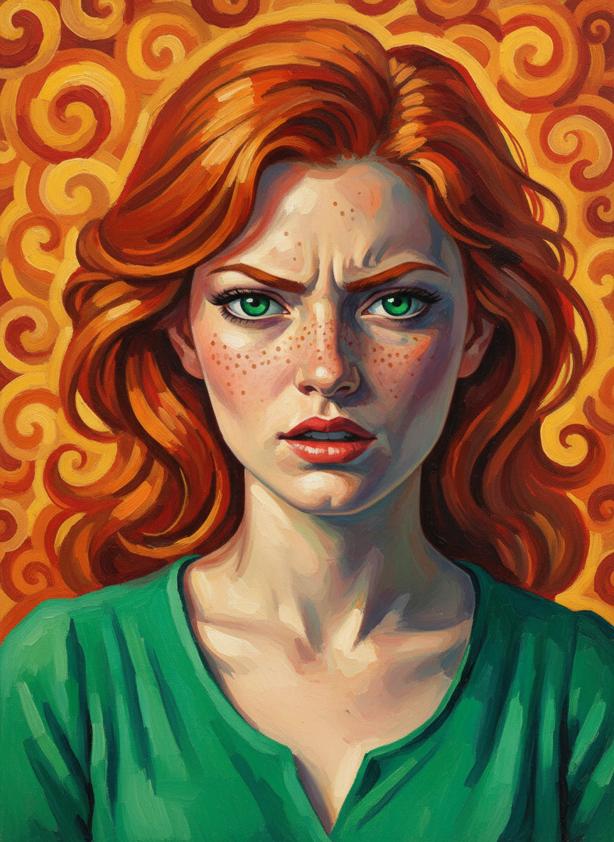 Exasperated, she glared at him fiercely, but he only laughed at her.