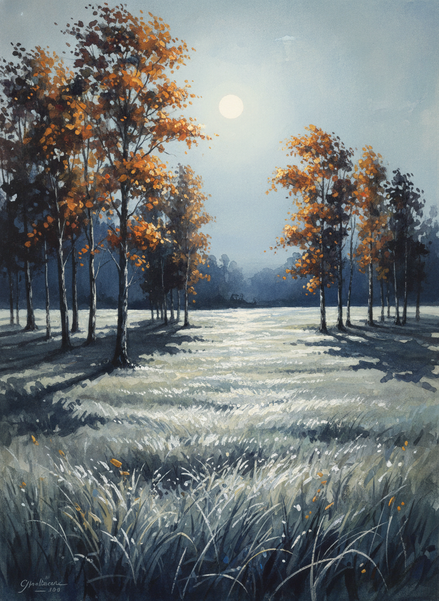 Leaves on trees sparkled suddenly like points of fire when the wind turned their glossy tops upward, and great yawning gulfs of shadows spread under timber stands as mysteriously as mouths of the underworld.